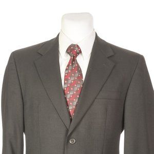 Chaps Two Button Solid Black Pure Wool Sport Coat